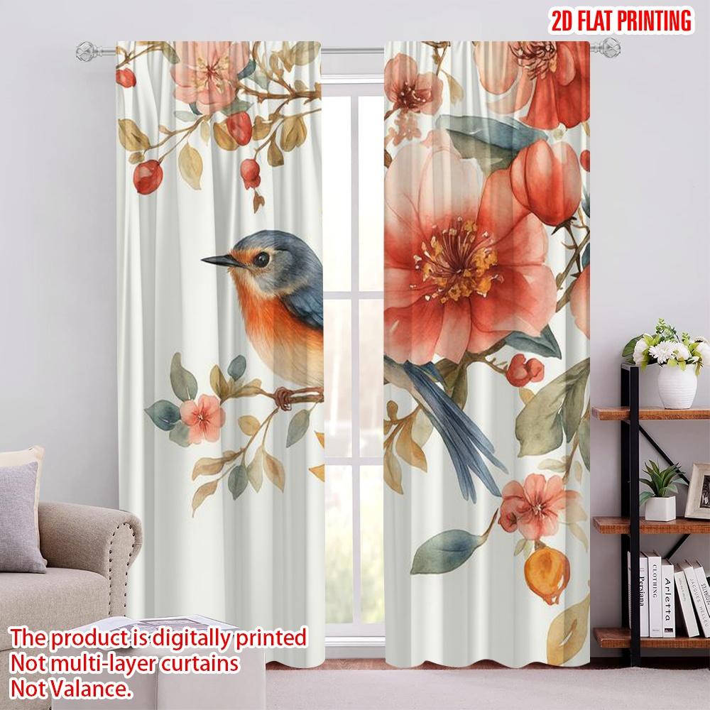 

2 шт., 2D печать на плоскости Светофильтрующие шторы Birdsong Blossom 100% полиэстер (без удилища) Праздничный Ldeal для спальни и 52.50 × 116.00 cm 2 pcs