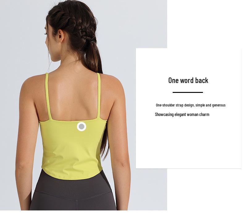 Padded Sports Bra Yoga Vest, Women's Shockproof Cami Top with Thin Straps