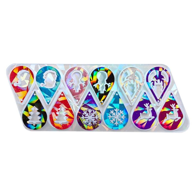 Portable Silicone Mold DIY Christmas Earrings Casting Molds Tear Drop Shapes Jewelry Making Moulds for DIY Lovers