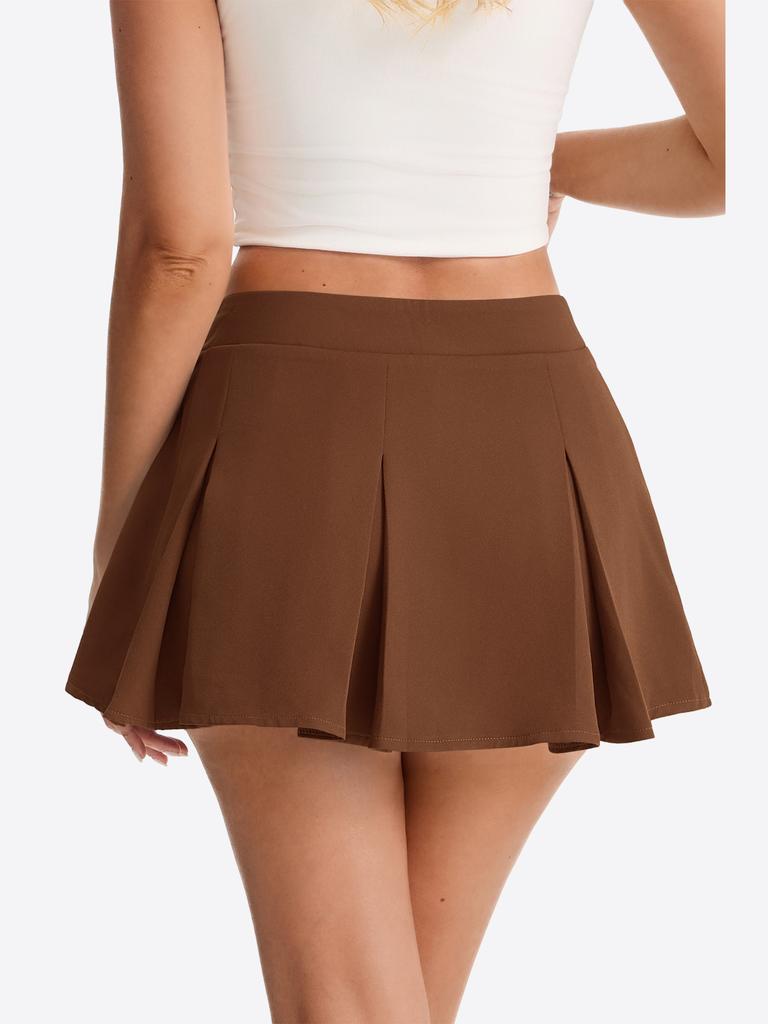 Gonna Corta Pieghettata a Vita Alta da Donna, Stile Tennis a Linea A, Gonna Casual