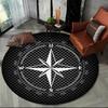Retro Compass Series Circle Area Rug,Round Carpet Rug for Living Room Bedroom Sofa Foot Pad Decor Non-slip Floor Mat Gift