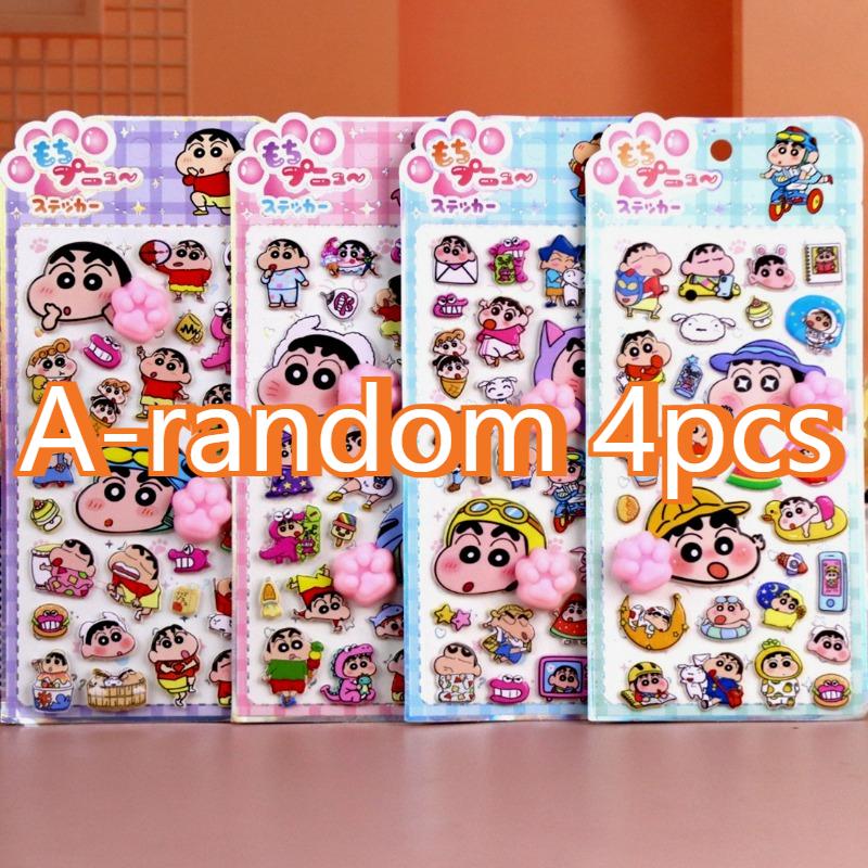 Kawaii Crayon Shin-chan Peach Butt Squishy Stickers - Cute 3D Relief Stress Relief Toy for Phone Case Laptop Stationery Gifts