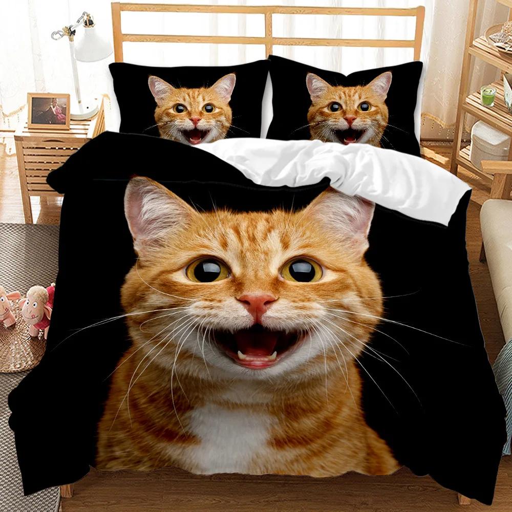 Cat Duvet Cover Set Cool Cat In Hat With Sharp Eyes Animal Twin Bedding Set Bedclothes Queen King Size Polyester Qulit Cover