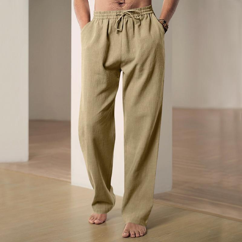 Men's Solid Cotton Linen Trousers