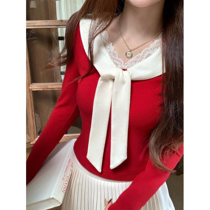 Women s Red Berry Cotton Brushed Christmas Sweater – Autumn/Winter Long Sleeve Design Small красный