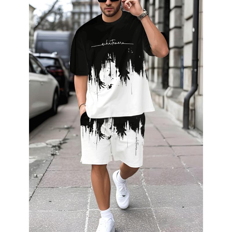 Men s Breathable Outdoor Casual Sports Set with T-shirt and Shorts S
