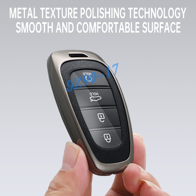 Metal Leather Car Key Fob Case Cover Keychain Fob Compatible With Hyundai Sonata Tucson Cruz Ioniq 5 Palisade Nexo