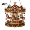 Hanging String Decoration Christmas Faux Diamond Art Suncatcher, 2D Flat Window Ornament, Seasonal Home Accents Beaded Pattern Acrylic Holiday