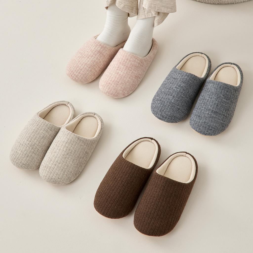 Home silent linen slippers indoor non-slip soft sole silent couple slippers high-end four-season cotton shoes