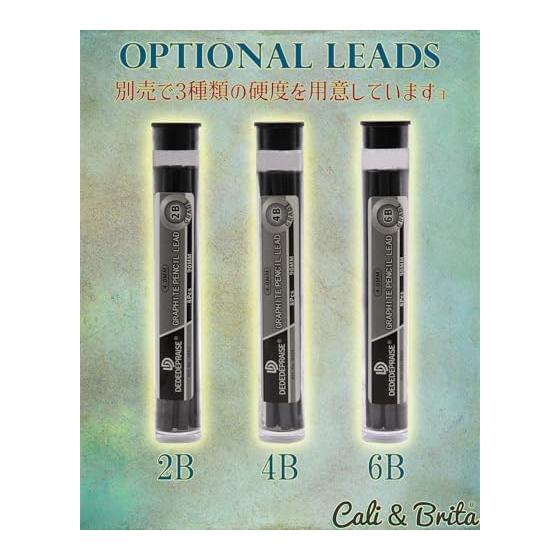 Cali&Brita Metal Mechanical Pencil, 4mm Lead, for Mark Sheets, Drawing, Architecture, with 8 Refills and Case