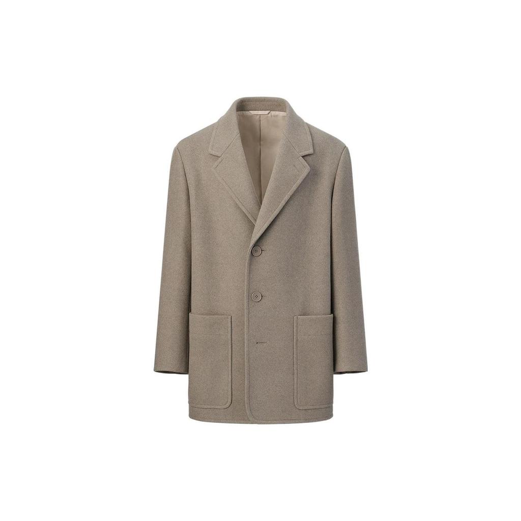 UNIQLO Solid Color Slim Fit Single Breasted Coat Women coats Dark-Beige 453868-32