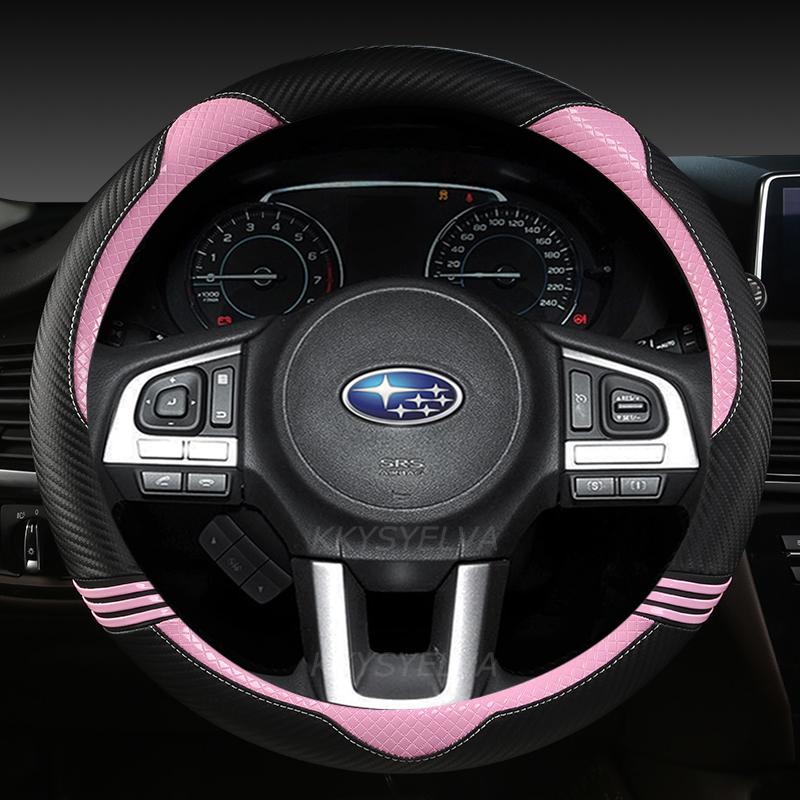 

Кожаный чехол на руль автомобиля, противоскользящий для Subaru Forester Legacy XV BRZ WRX, высокое качество, авто розовый