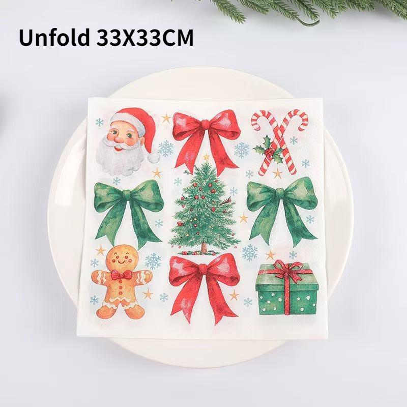20pcs Printed Napkin New Christmas Day Decoration Elk Square Tissue Paper Party Printed Tissue Christmas Scene Decoration