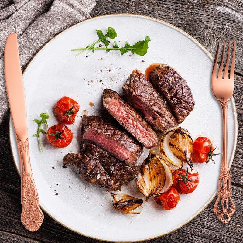 Royal Tableware Set Embossed Retro Stainless Steel Knife, Fork, Spoon Hotel Western Food Knife, Fork CST