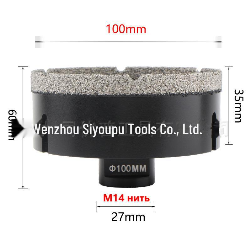 Apriscatole per foratura a secco con brasatura diamantata per foratura di piastrelle, lastre di marmo e roccia, 6 mm-150 mm M14