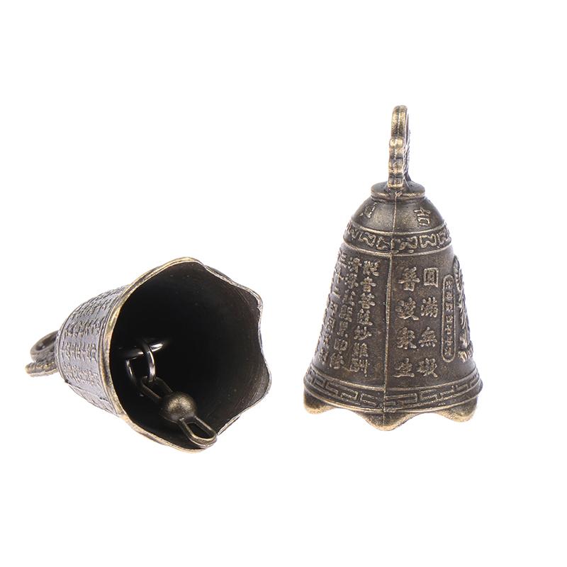 2 Stücke Retro China Mini Bronze Skulptur Beten Buddha Feng Shui Glocke Hausgarten Dekorative Windglocken Auto Anhänger Zubehör