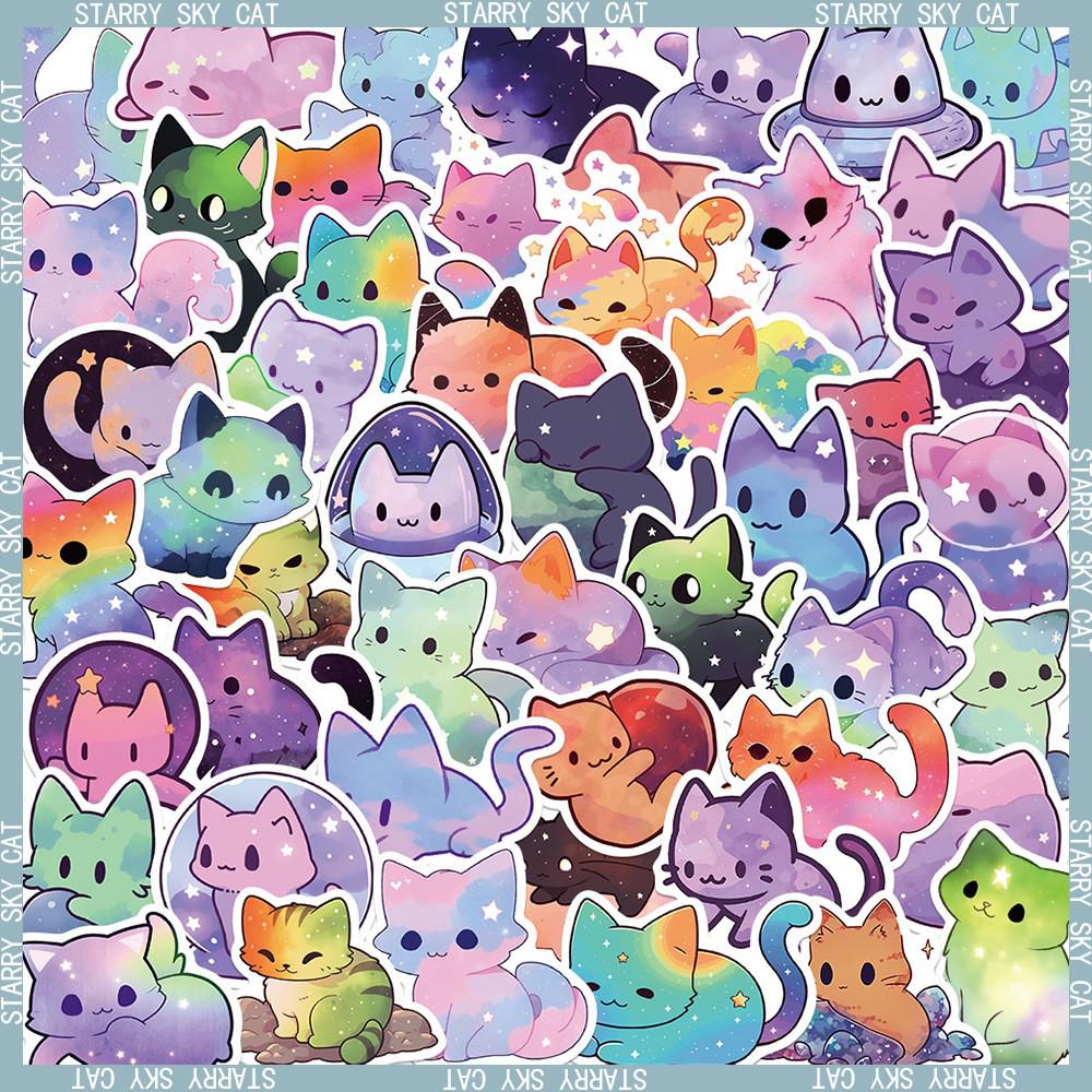 Niedliche Katze Cartoon Graffiti Aufkleber: Wasserdichte DIY Dekorationen für Notizbücher & Koffer