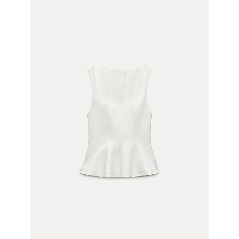 Za2025 Spring New Women's Clothing Square Collar Sleeveless Cropped Short Skirt Hem Stretch Comfortable Top 2180011