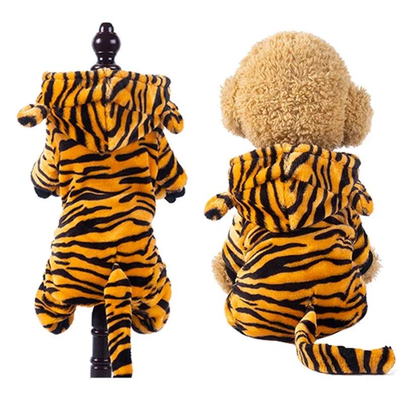 

Warm Dog Clothes Winter Coats for Small Medium Dogs Soft Flannel Jumpsuit Costume Comfortable Pet Apparel for Chihuahua XS тигровый