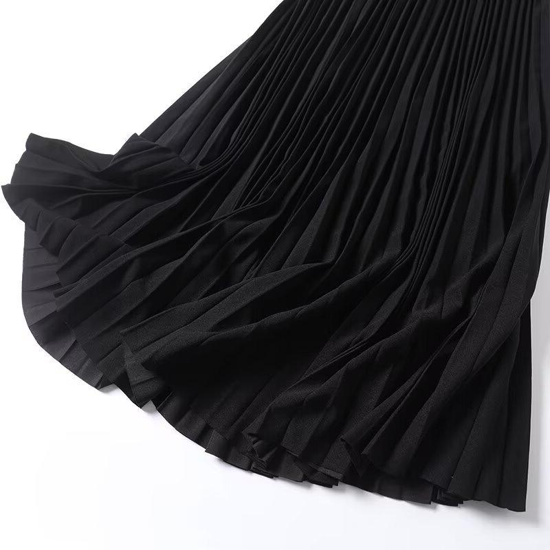 Elegant Women's Drapey Pleated Midi Skirt for Summer