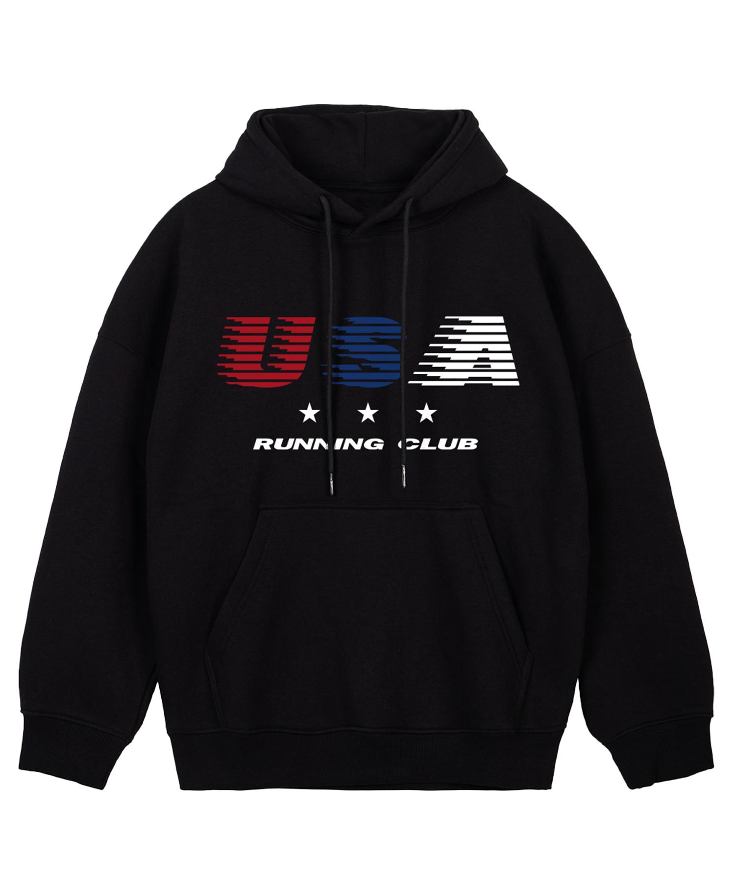 Biel Usa Running Hoodie Black M (Add Fleece)