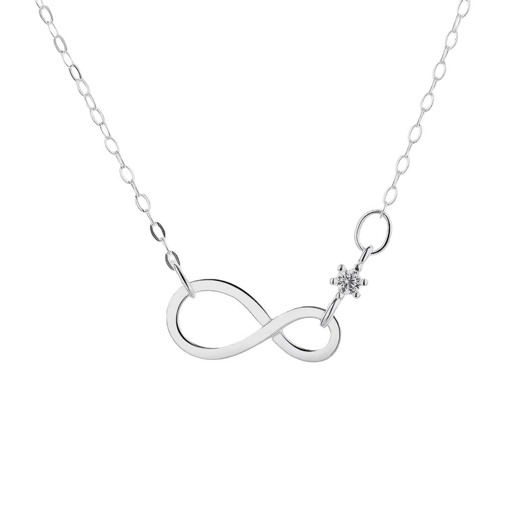 18K Gold Plated Sterling Silver Infinity Pendant Necklace for Women - Elegant Niche Design Clavicle Chain