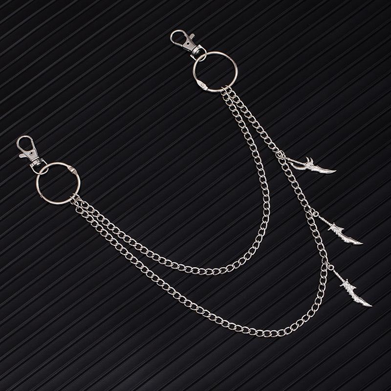 Treasure Knife Pendant Trouser Chain Hip Hop Punk Multi-Layer Metal Waist Chain Trendy Cool Exaggerated Jeans With Accessories