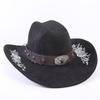 Popular European and American Classic Suede Western Cowboy Hat Men's and Women's Big Brim Embroidered Outdoor Sun Hat