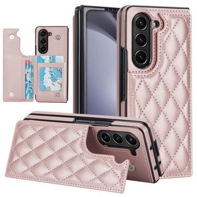 Husă Telefon Mobil cu Slot Card Linie Diamant pentru Ecran Pliabil ZFOLD5 și ZFOLD4, Husă Protectoare din Piele.