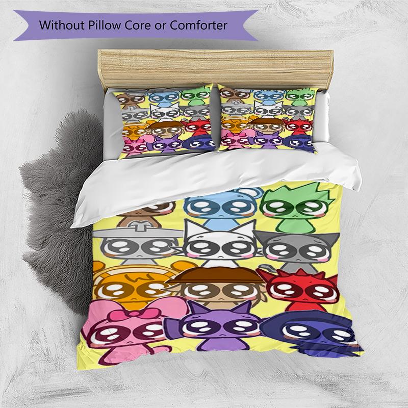 3pcs SPRUNKI8 Design Cover Set - HD Printed Bedding with 1 Cover and 2 Pillowcases - Perfect for Home and Dorm Decor