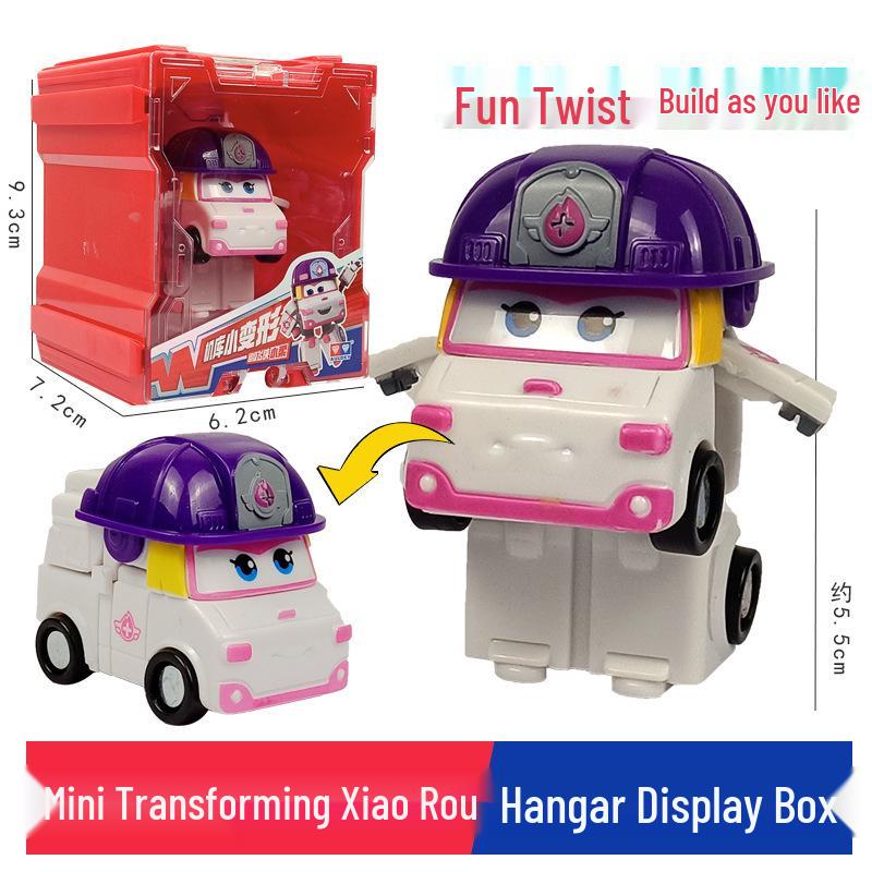 Super Wings 13-Piece Mini Transforming Robot Set: Jett, Big Strong, Jin, and Mighty Little Wing Toys