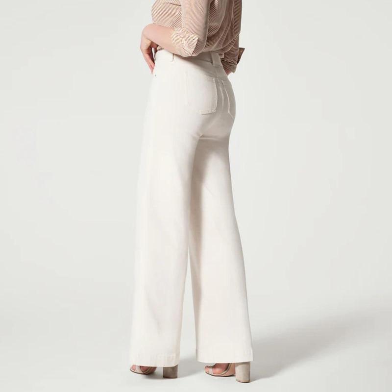 Neue Jeans mit weitem Bein für Damen, gesäumte Jeans mit weitem Bein vorne, einfarbig, lässige Modehose