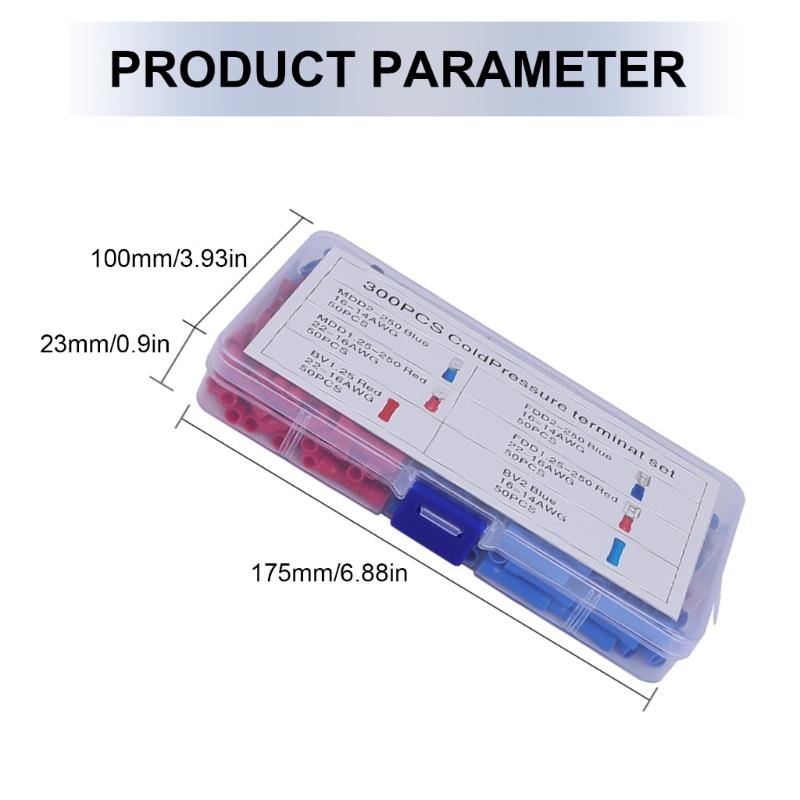 300 Stück Crimp-Steckverbinder Sortiment Set Stecker und Buchse Draht-Gabelverbinder für Elektrische Verkabelung Auto-Sound-Lautsprecher