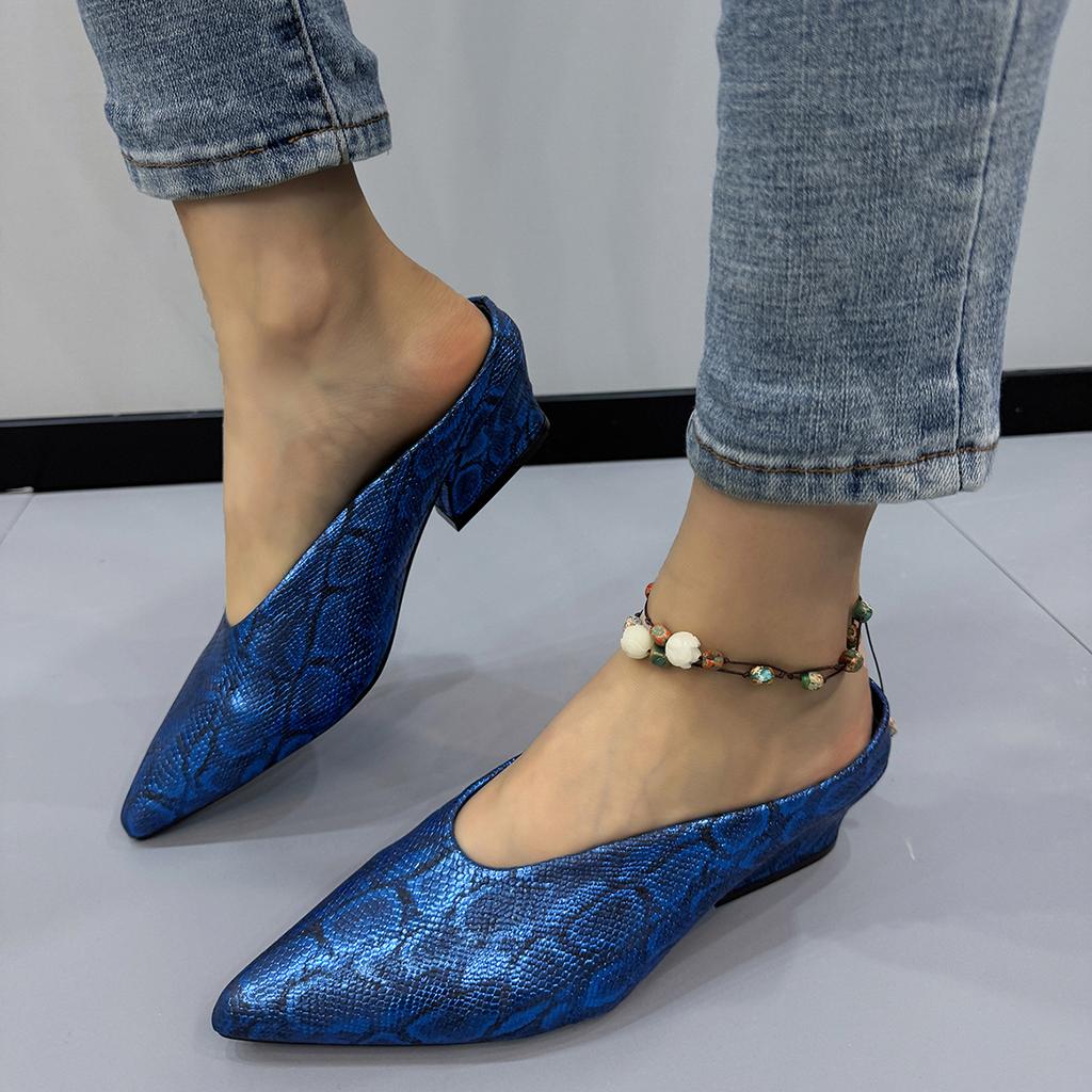 Schoenen met puntige neus voor dames 2025 Designer Chunky Serpentine Slippers Herfst Slingback Nieuwe Schoenen Lopen Jurk Mujer Zapatillas