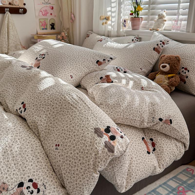 2026 Cloud-Feel Crinkled Cotton Double Gauze 4-Piece Set