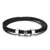 Factory natural stone beaded multi-layer leather rope bracelet men's woven leather men's titanium steel bracelet custom LOGO