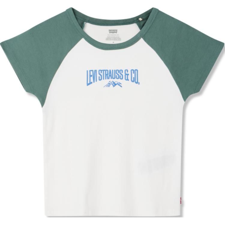 

Женская футболка Levis с цветными блоками и принтом букв, приталенного кроя, с коротким рукавом, белая A6132-0005 XS