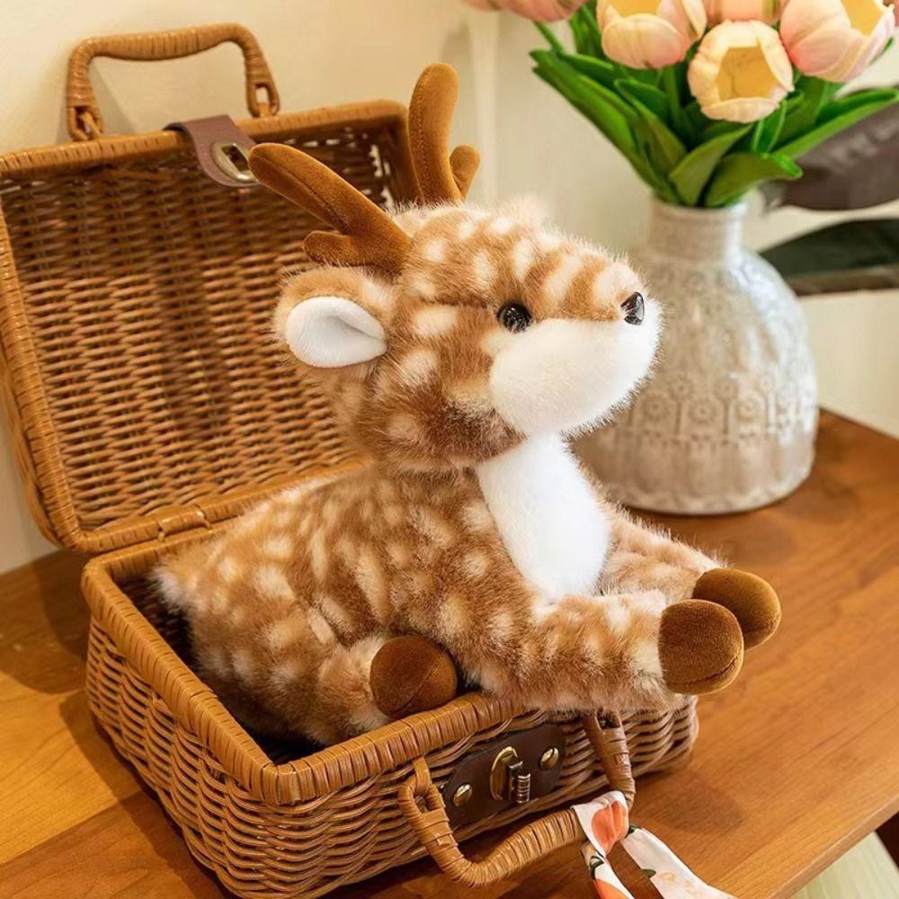 Fluffy Christmas Deer Toy Interactive Stuffed Animal Dolls Toys  Birthday Gifts
