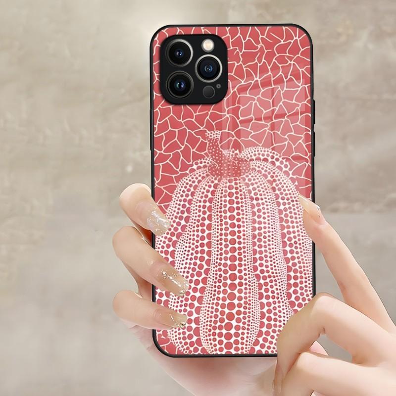 Art YAYOI KUSAMA Phone Case For Apple IPhone 14 Pro 12 11 13 Mini X XR XS Max 8 7 6 Plus SE 2020 Glass Design Back Cover