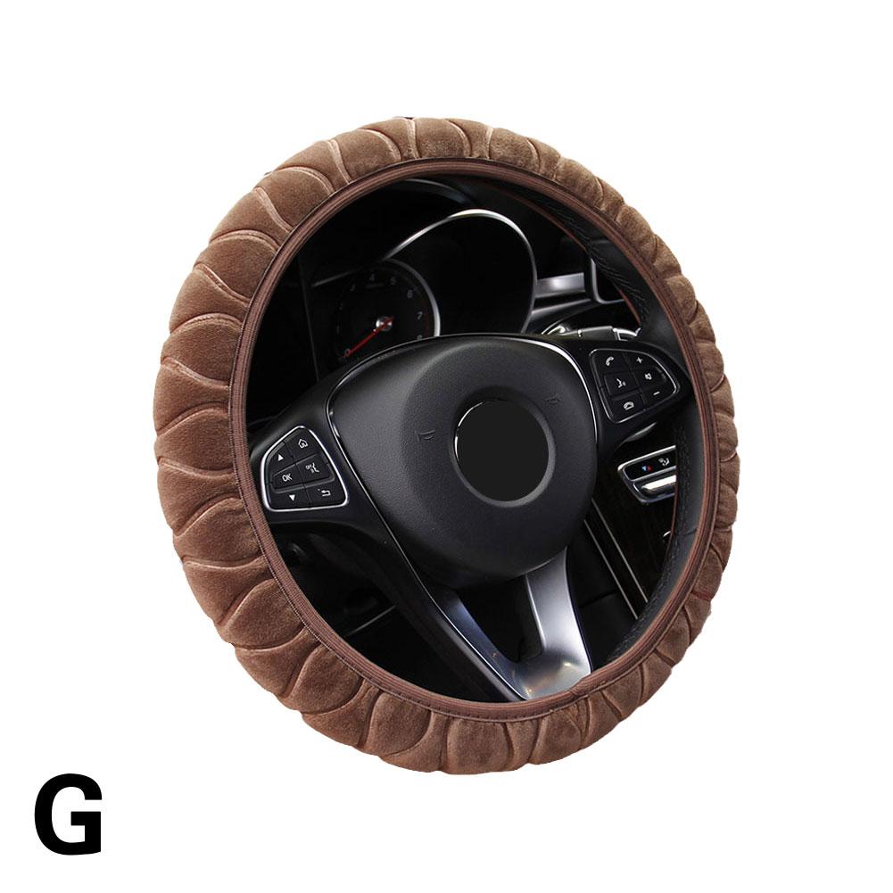 Мягкая Зимняя Теплая Плюшевая Оплетка на Руль Универсальная 37-38см Оплетка на Руль Для Автомобиля Автомобильные Аксессуары для Интерьера 7 Цветов коричневый