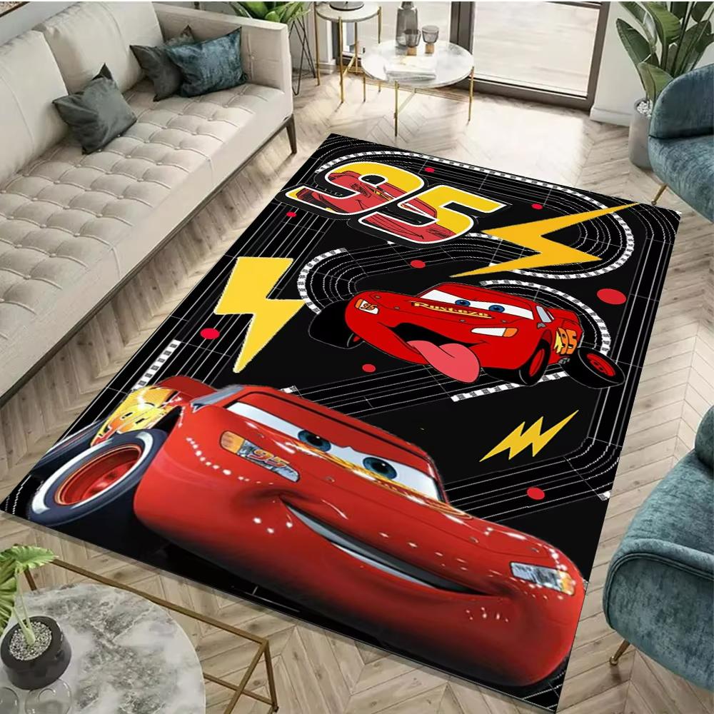 Cars Lightning McQueen Themed Rug Vibrant Race Car Floor Mat for Boys Room Bedroom Playroom Energetic Decor Carpet