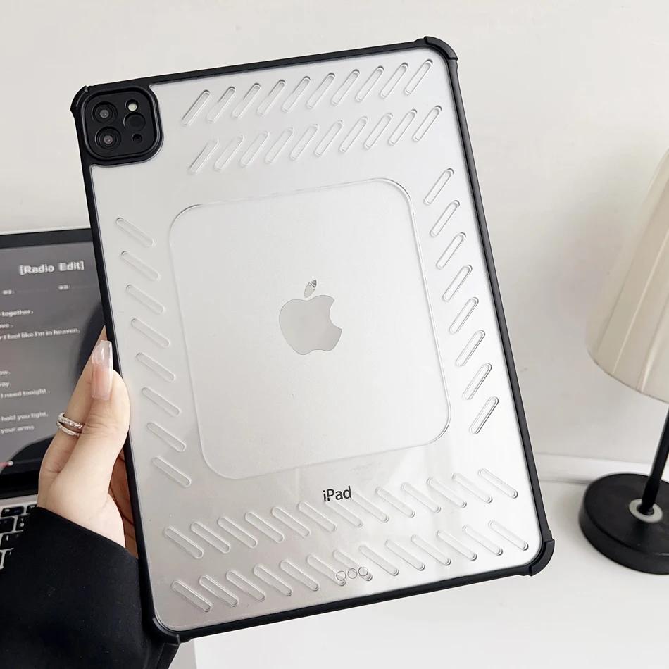 Holle Warmteafvoerende Tablethoes Voor iPad Pro Air 4 5 6 7 8 9 10e 11e Generatie Mini Cases 10.9 11 12.9 13 Inch Cover MINI 6th 7th 8.3inch zwart