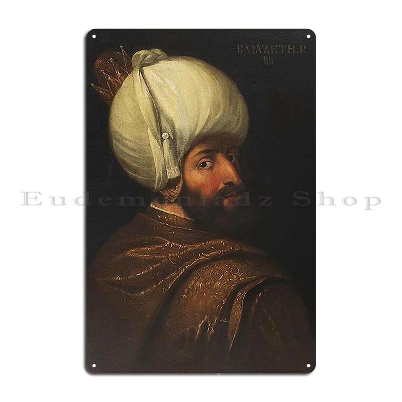 Ottoman Painting Portrait of the Sultan Suleiman the Magnificent Mehmed the Conqueror Metal Plaque Designing Tin Sign Poster 20x30cm(7.8x11.8inch)