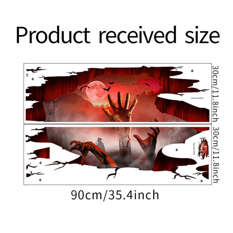 2pcs Pvc 3d Halloween Wall Stickers Scary Hand Decals Wall Posters Mural For Living Room Decor
