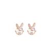 Rabbit Stud Earrings Female Korean Version Small and Cute Diamond-encrusted Rabbit Ear Jewelry