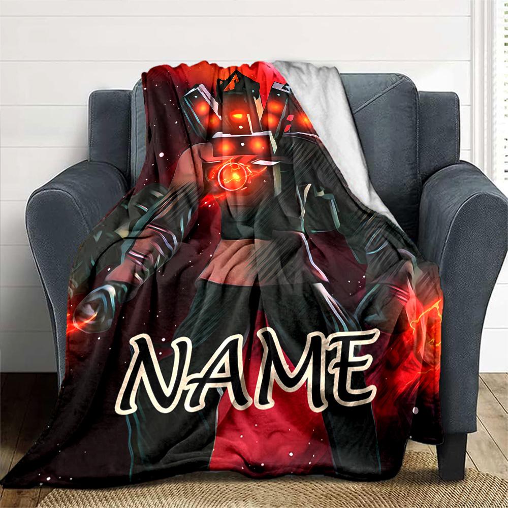 Customizable Skibidi Toilet Multiverse1 Throw Blanket – Personalized Name, All-Season Cozy Snug Blanket, Machine Washable, Personalized Blanket