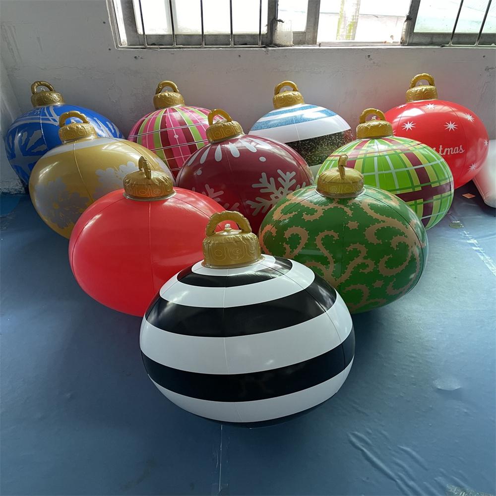 Giant Inflatable Ball Christmas Decoration With Led Light 80*60cm Outdoor Xmas Garden Decoration Inflatable Red Green Toy Ball