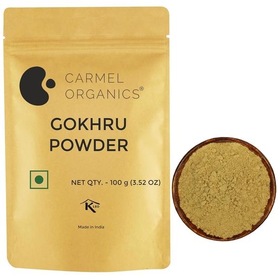 

CARMEL ORGANICS Gokhru/Gokshura/Tribulus Terrestris Powder 100 Gram, Boost Strength & Stamina Naturally | Non GMO | No Added Preservative or Additives 100GM