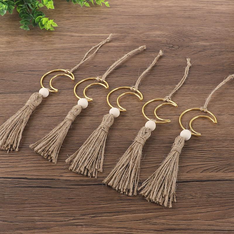 1-5pcs Ramadan Moon Tassel Wooden Beads Ornament Eid Mubarak Muslim Islamic Party Decoration For Home Wall Door DIY Craft Gift
