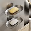 2Pcs Punch-Free Soap Drain Box Aluminum Soap Dish Holder Soap Storage Tray  Bathroom Accessories